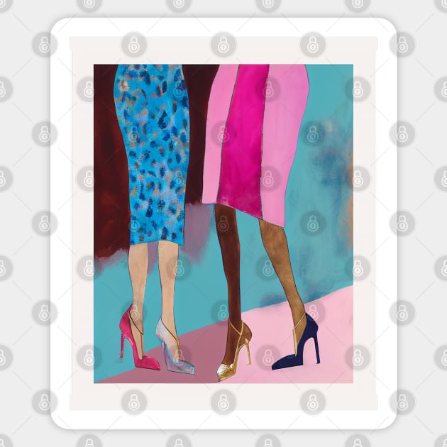 Fierce and Fearless, two woman wearing different shoes Sticker by Artventure1